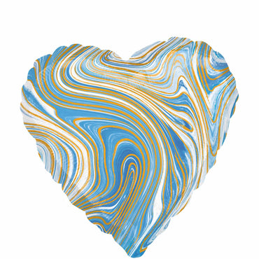 Blue Heart Marblez Foil Balloon 45cm Balloons & Streamers - Party Centre
