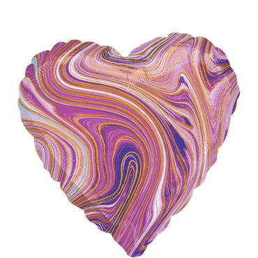 Purple Heart Marblez Foil Balloon 45cm Balloons & Streamers - Party Centre