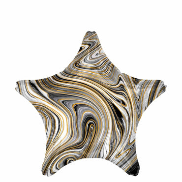 Black Star Marblez Foil Balloon 45cm Balloons & Streamers - Party Centre