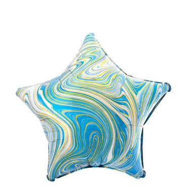 Blue Star Marblez Foil Balloon 45cm Balloons & Streamers - Party Centre
