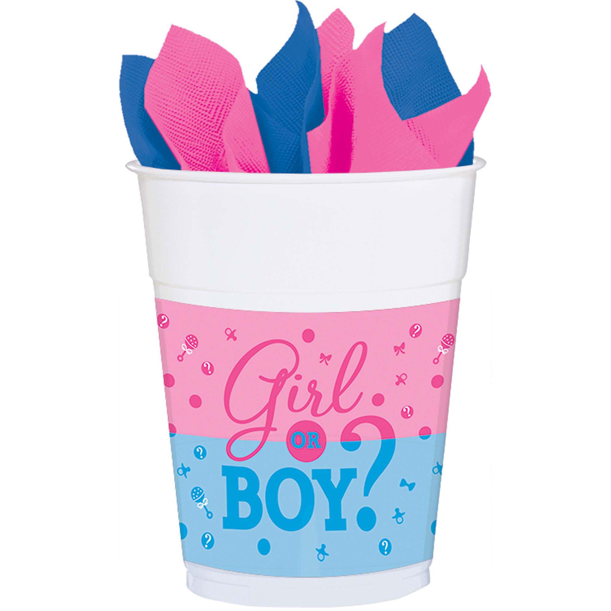 Girl Or Boy? Plastic Cups 25pcs Solid Tableware - Party Centre