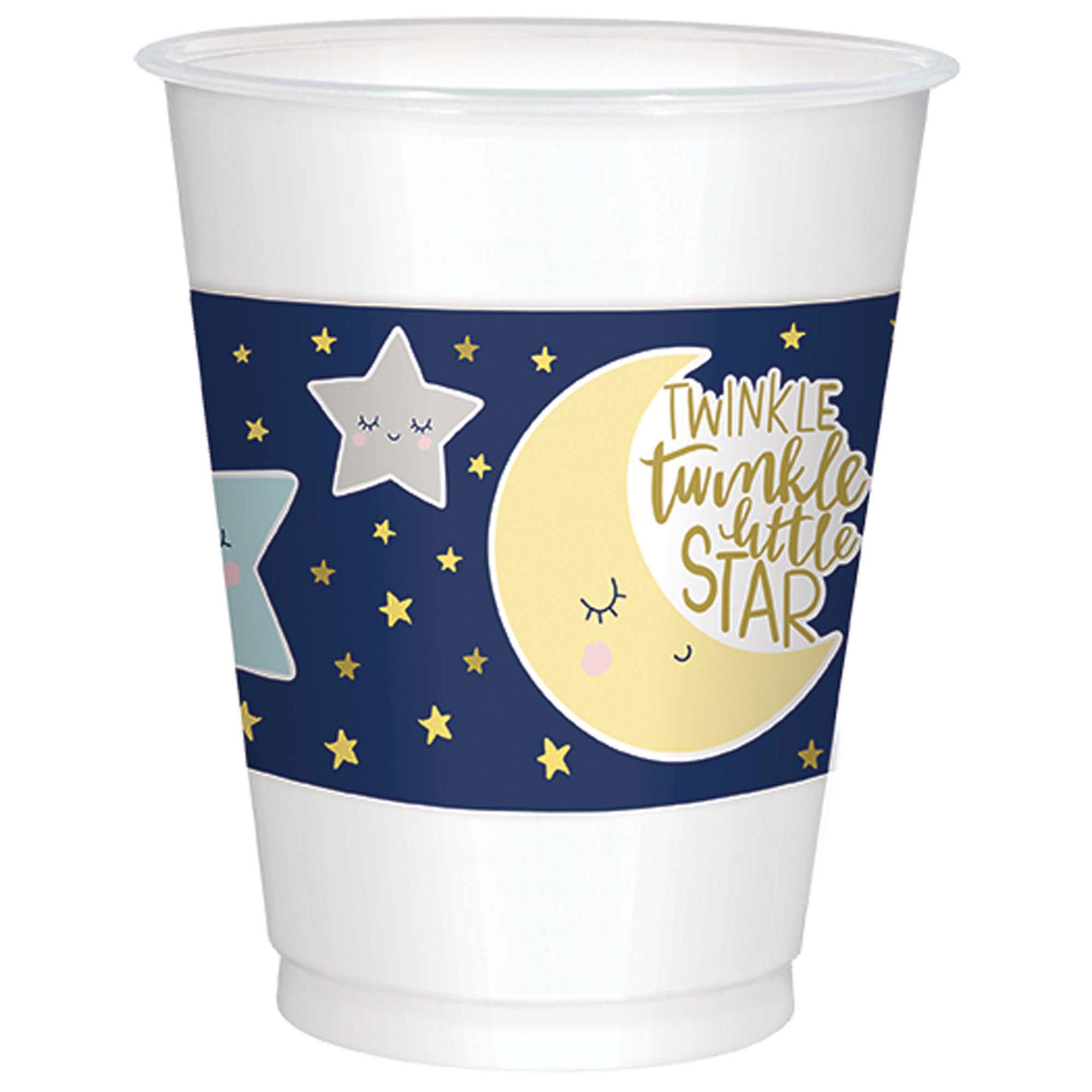 Twinkle Little Star Plastic Cups 16oz, 25pcs Solid Tableware - Party Centre