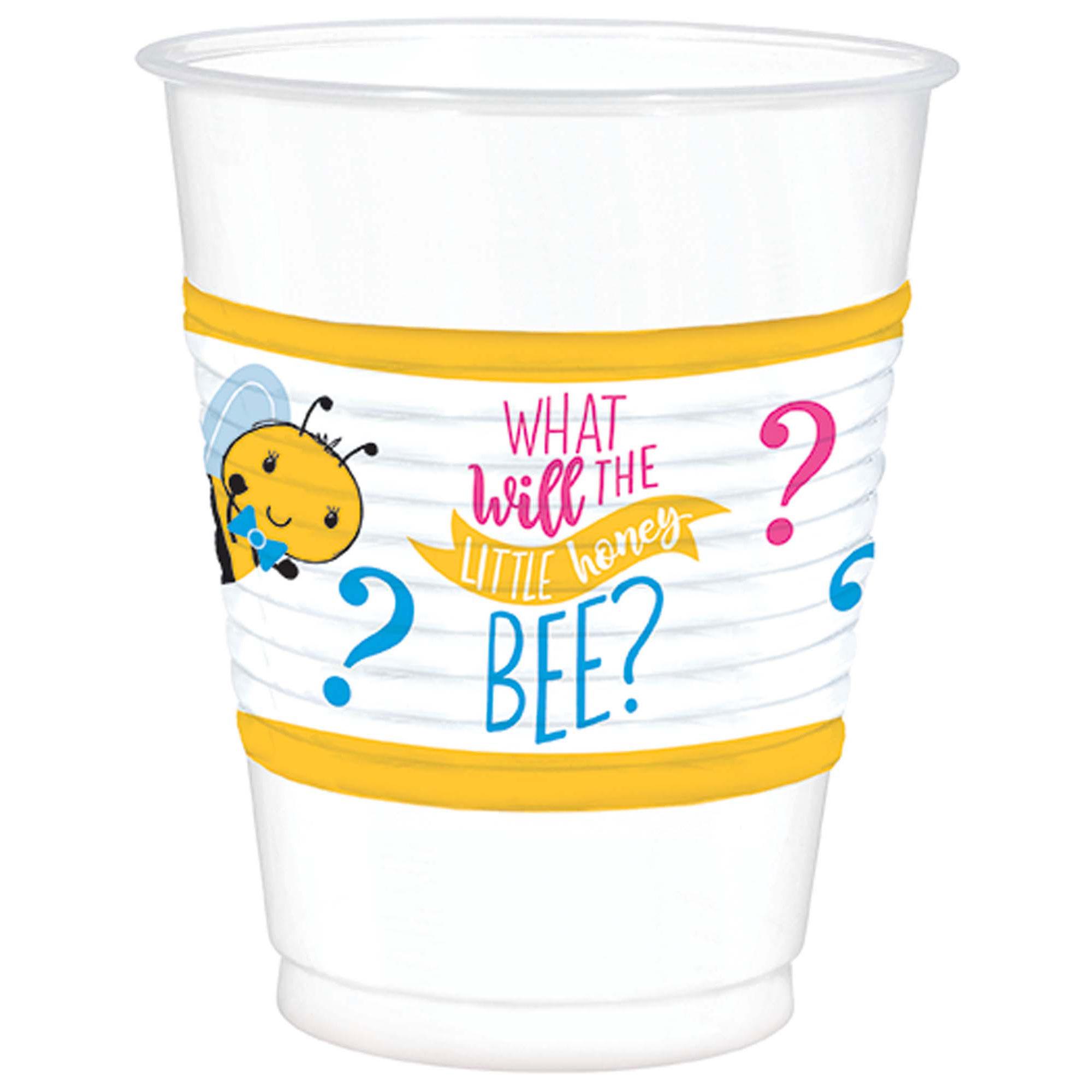 What Will It Bee? Plastic Cups 16oz, 25pcs Solid Tableware - Party Centre