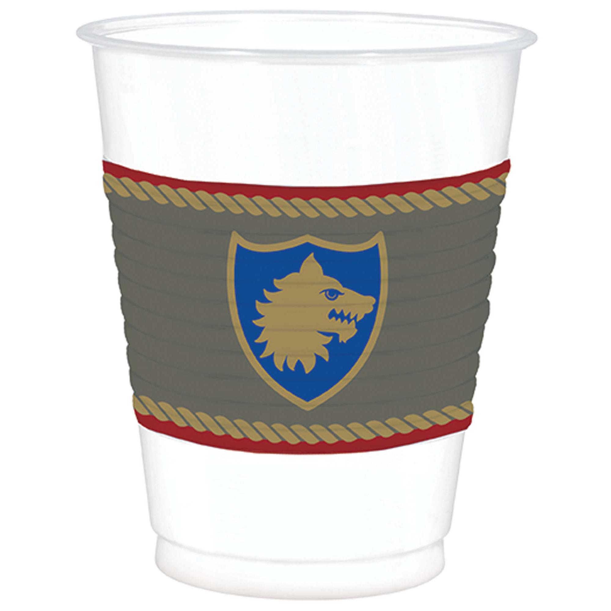 Medieval Plastic Cups 16oz, 25pcs Printed Tableware - Party Centre