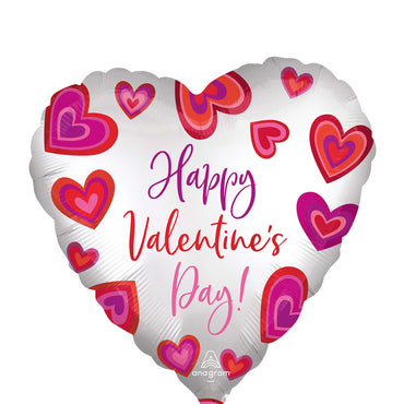 Happy Valentine's Day Floating Hearts Satin Balloon 45cm