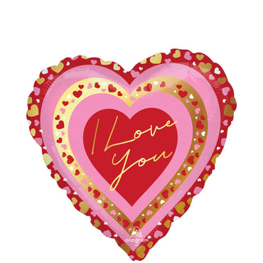I Love You Pretty Hearts Foil Balloon 45cm Balloons & Streamers - Party Centre