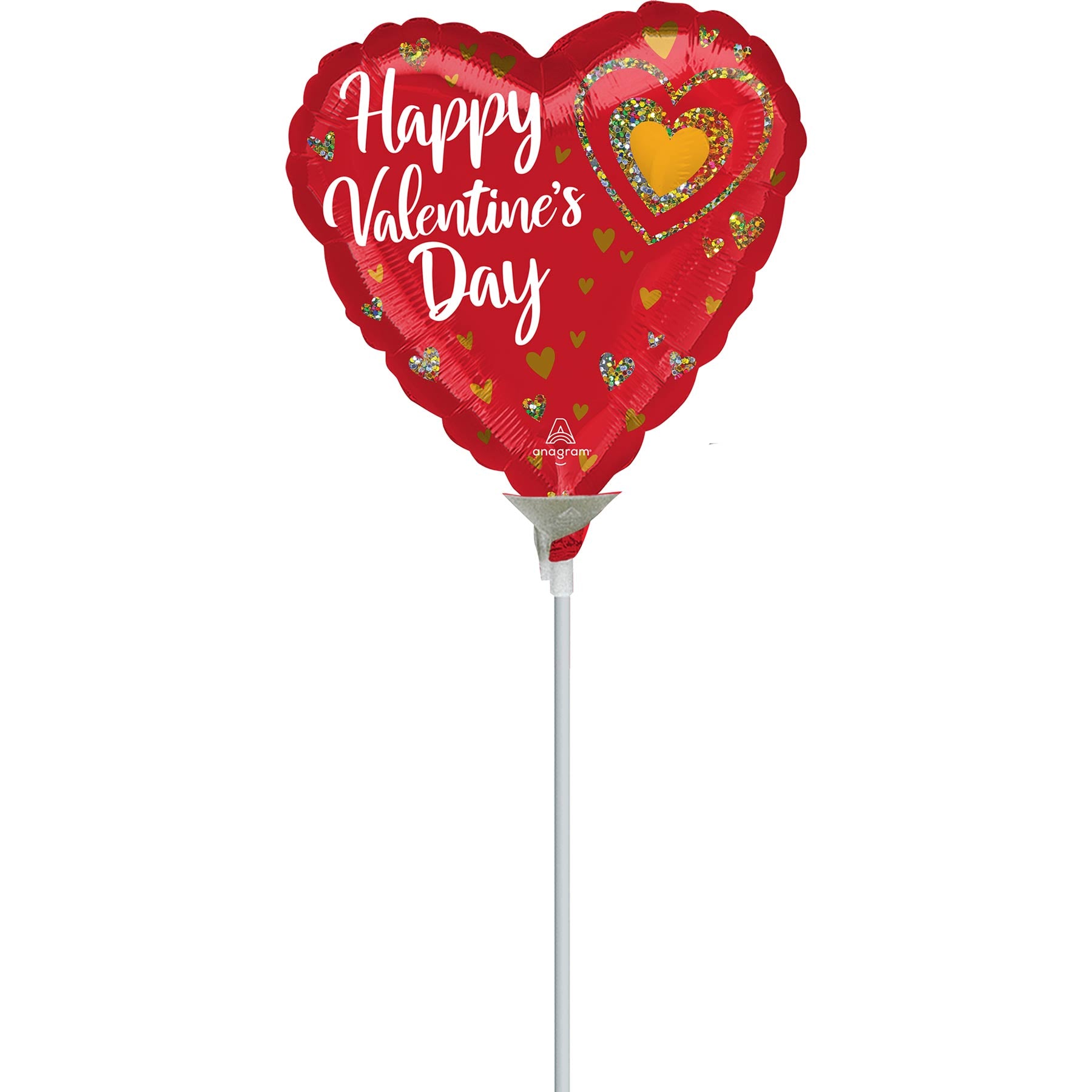 Happy Valentine's Glitter Hearts Foil Balloon 23cm
