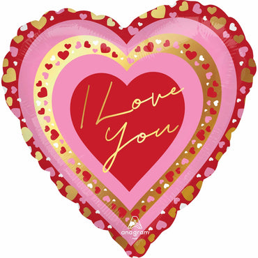Love You Pretty Hearts Jumbo Foil Balloon 71cm Balloons & Streamers - Party Centre