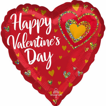 Happy Valentines Day Glitter Hearts Jumbo Balloon Balloons & Streamers - Party Centre