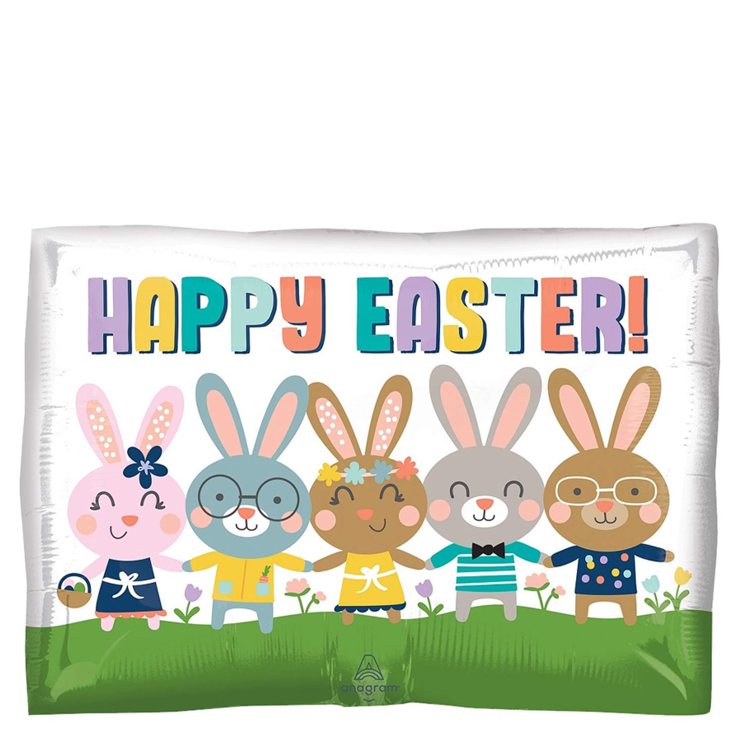 Happy Easter Bunnies Standard Shape Foil Balloon 40x30cm