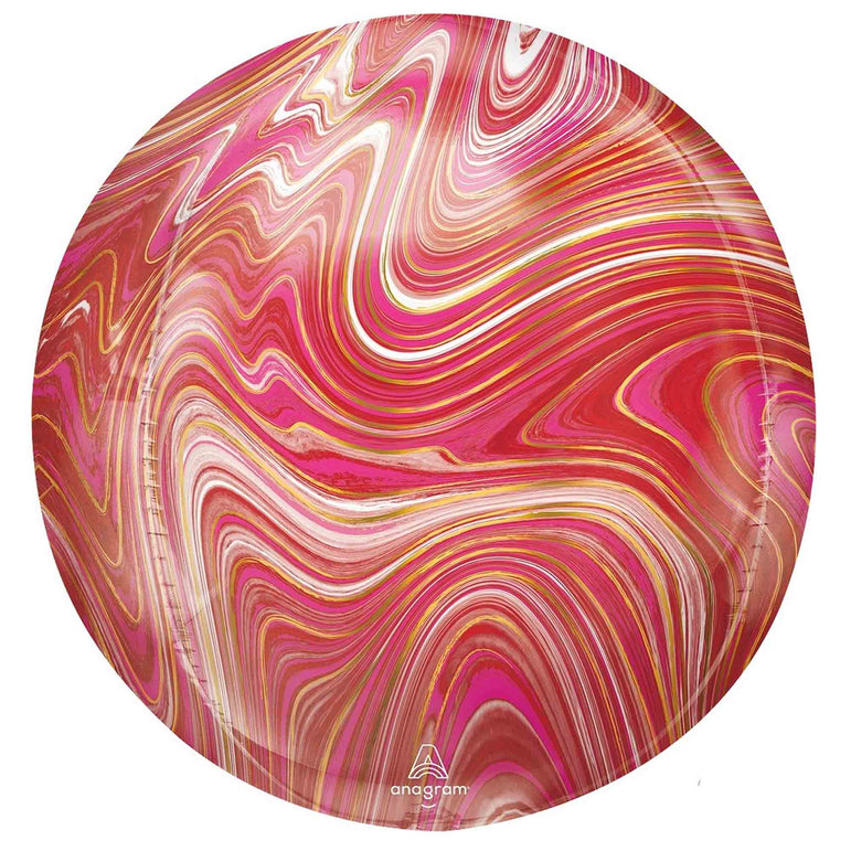 Red & Pink  Marblez Orbz Balloon 38x40cm