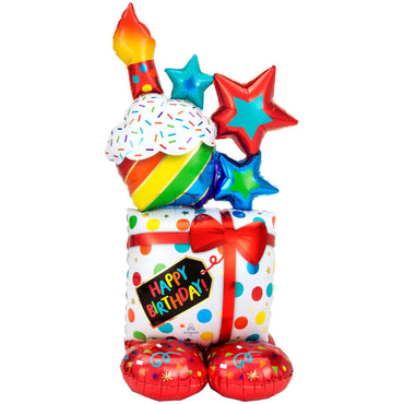 Stacked Birthday Iconz AirLoonz Foil Balloon 71x139cm Balloons & Streamers - Party Centre
