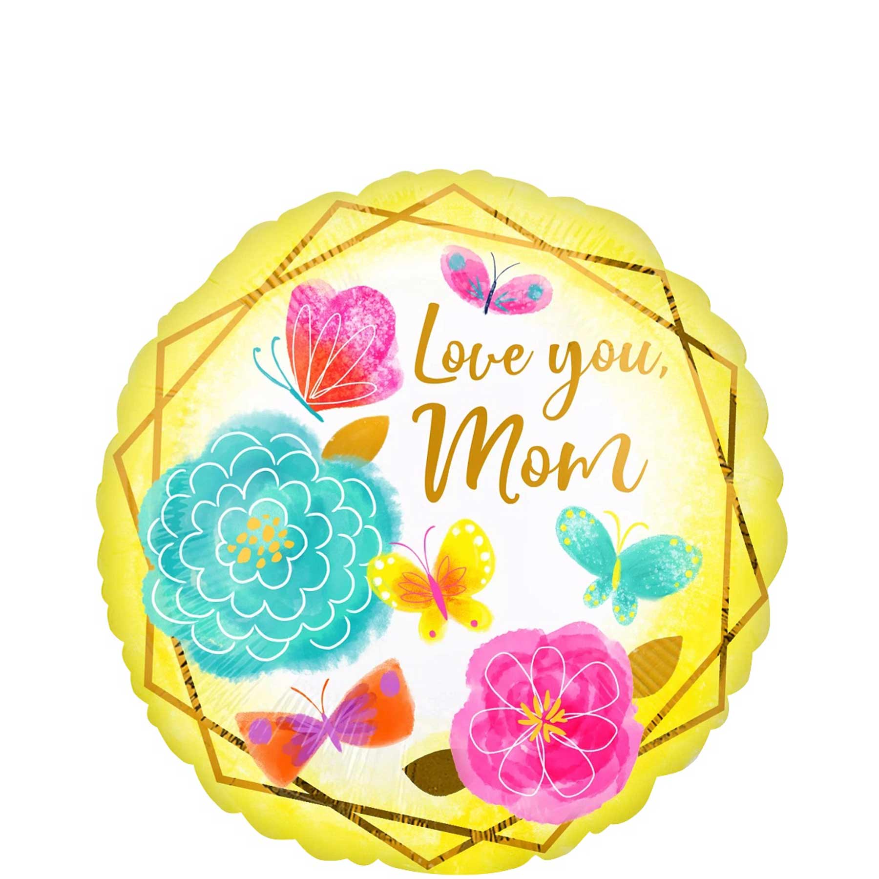 Love You Mom Gold Trim Foil Balloon 45cm