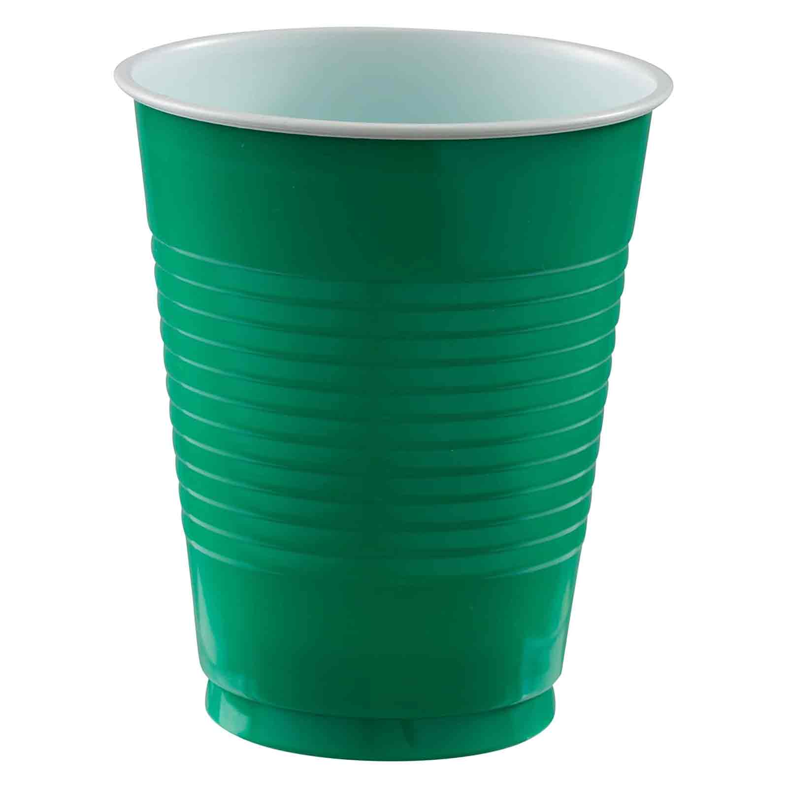 Festive Green Plastic Cups 18oz, 20pcs