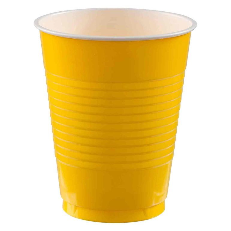 Yellow Sunshine Plastic Cups 18oz, 20pcs