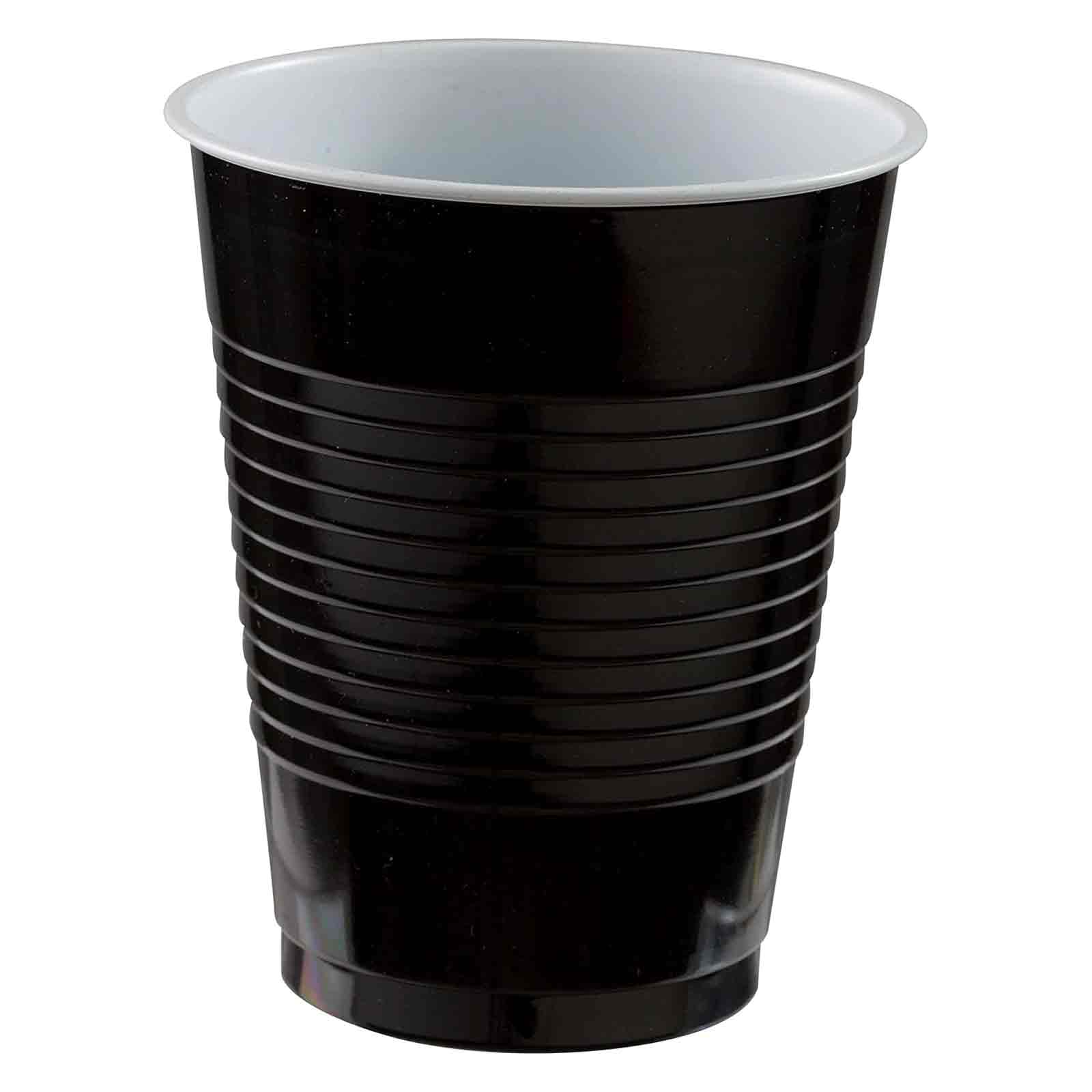Jet Black Plastic Cups 18oz, 20pcs