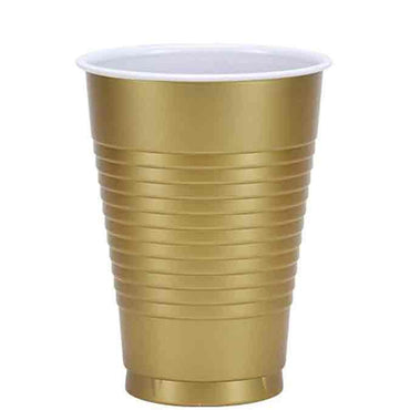 Gold Plastic Cups 12oz, 20pcs