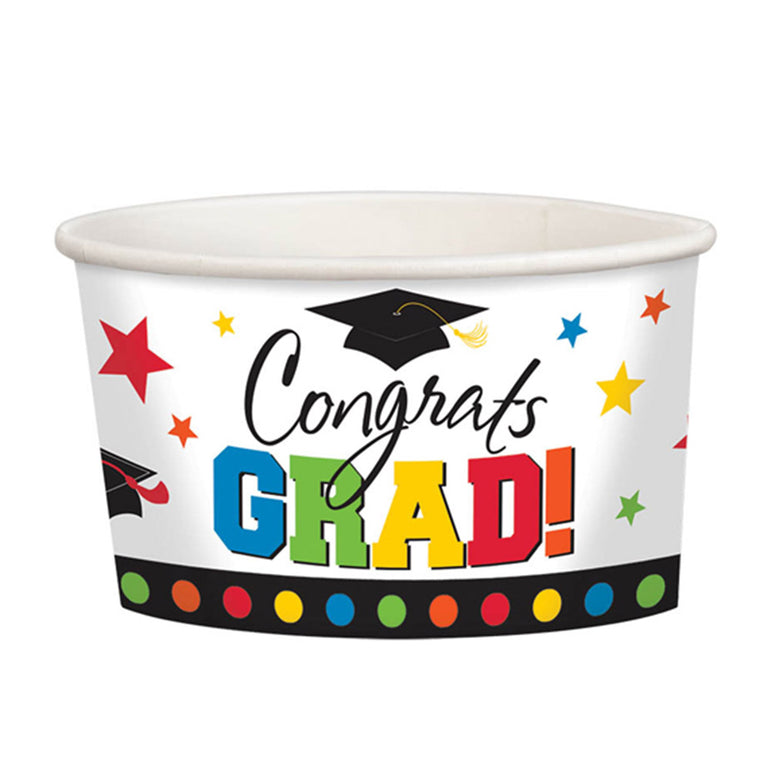 Grad Paper Treat Cups 9oz, 8pcs Printed Tableware - Party Centre