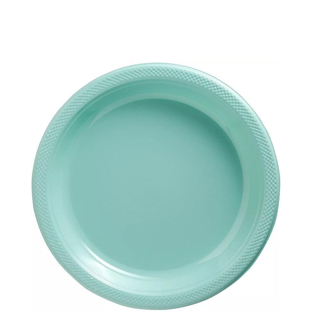 Robin's Egg Blue Plastic Plates 7in, 20pcs Printed Tableware - Party Centre
