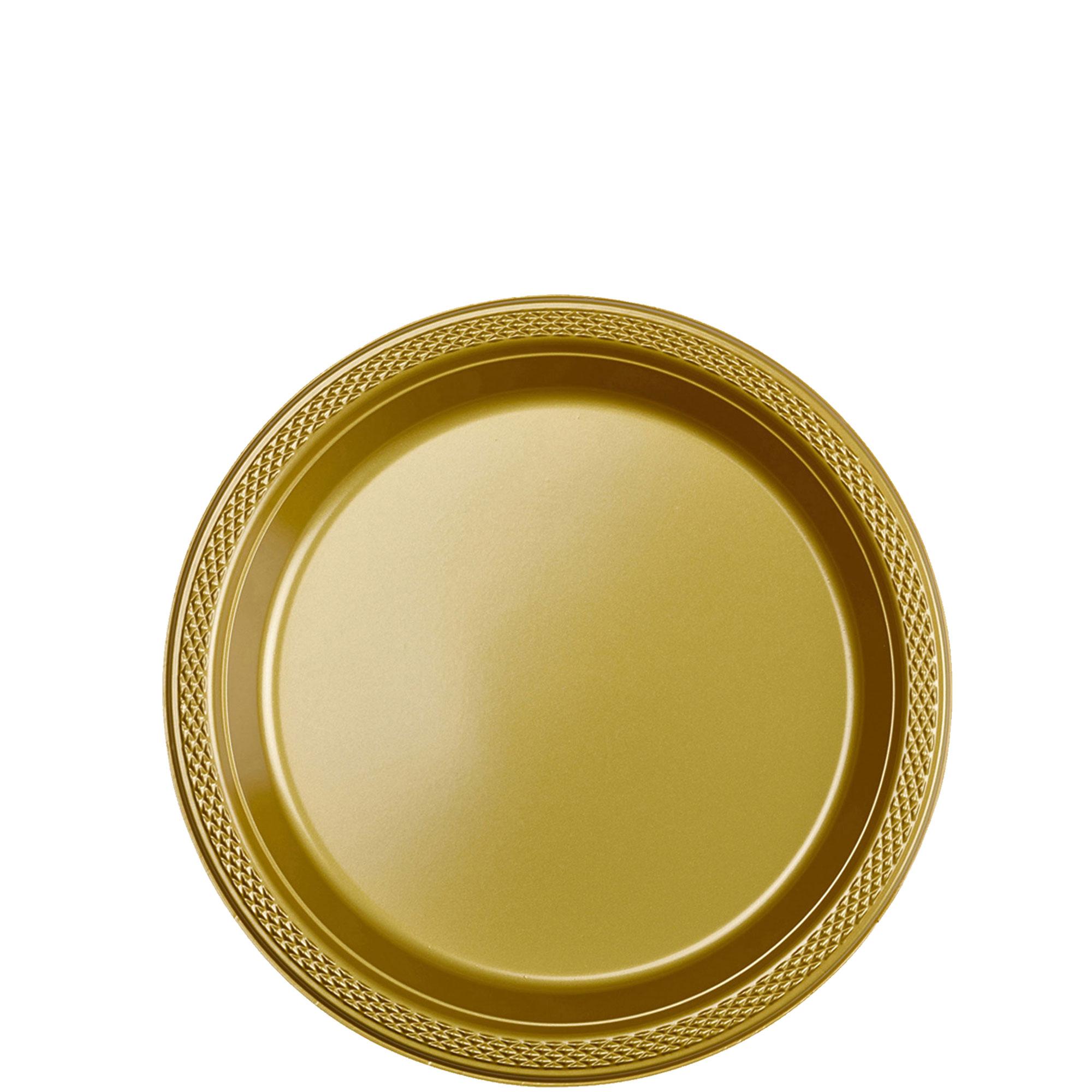 Gold Plastic Plate 7 Inch, 20pcs Solid Tableware - Party Centre