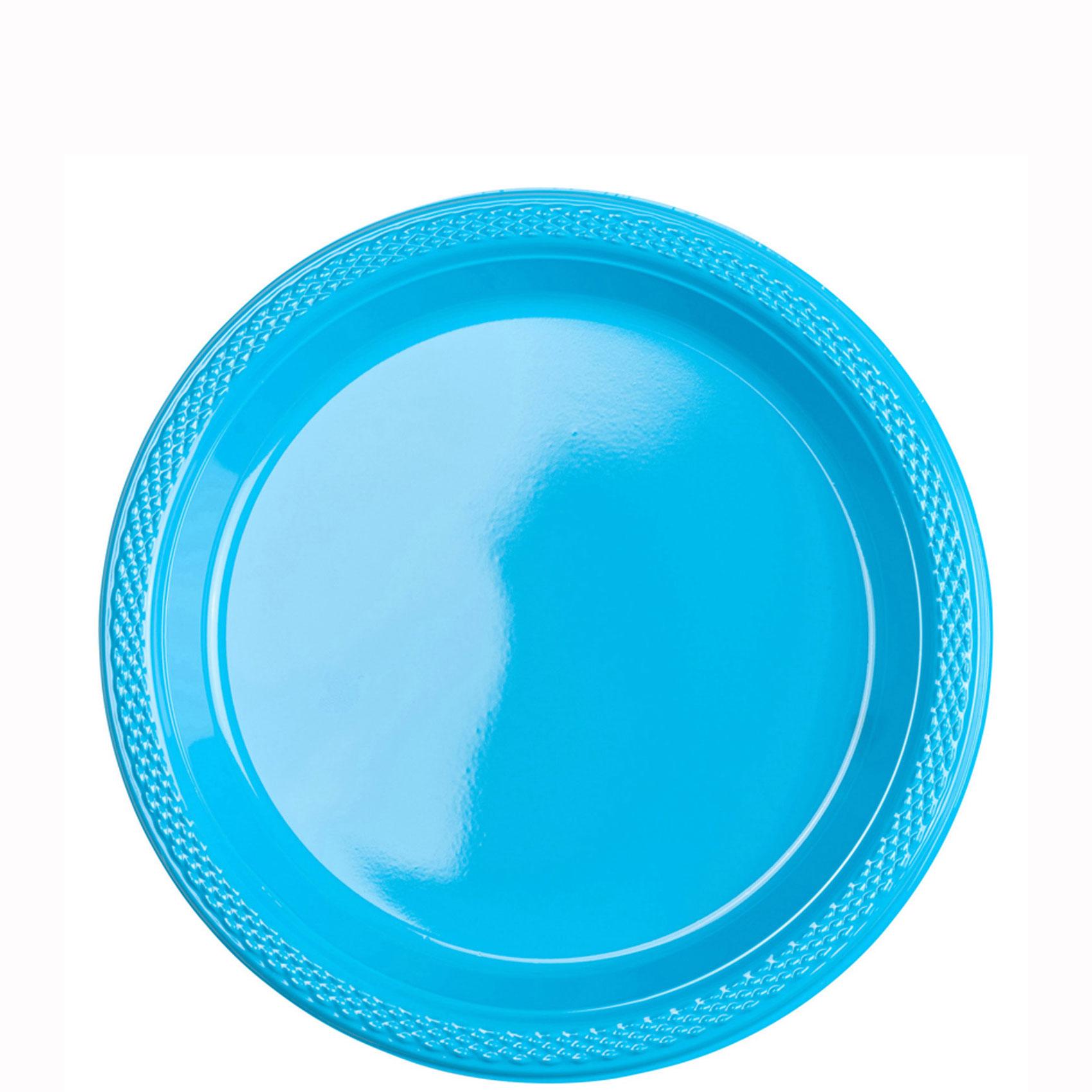 Caribbean Plastic Plates 7in, 20pcs Solid Tableware - Party Centre