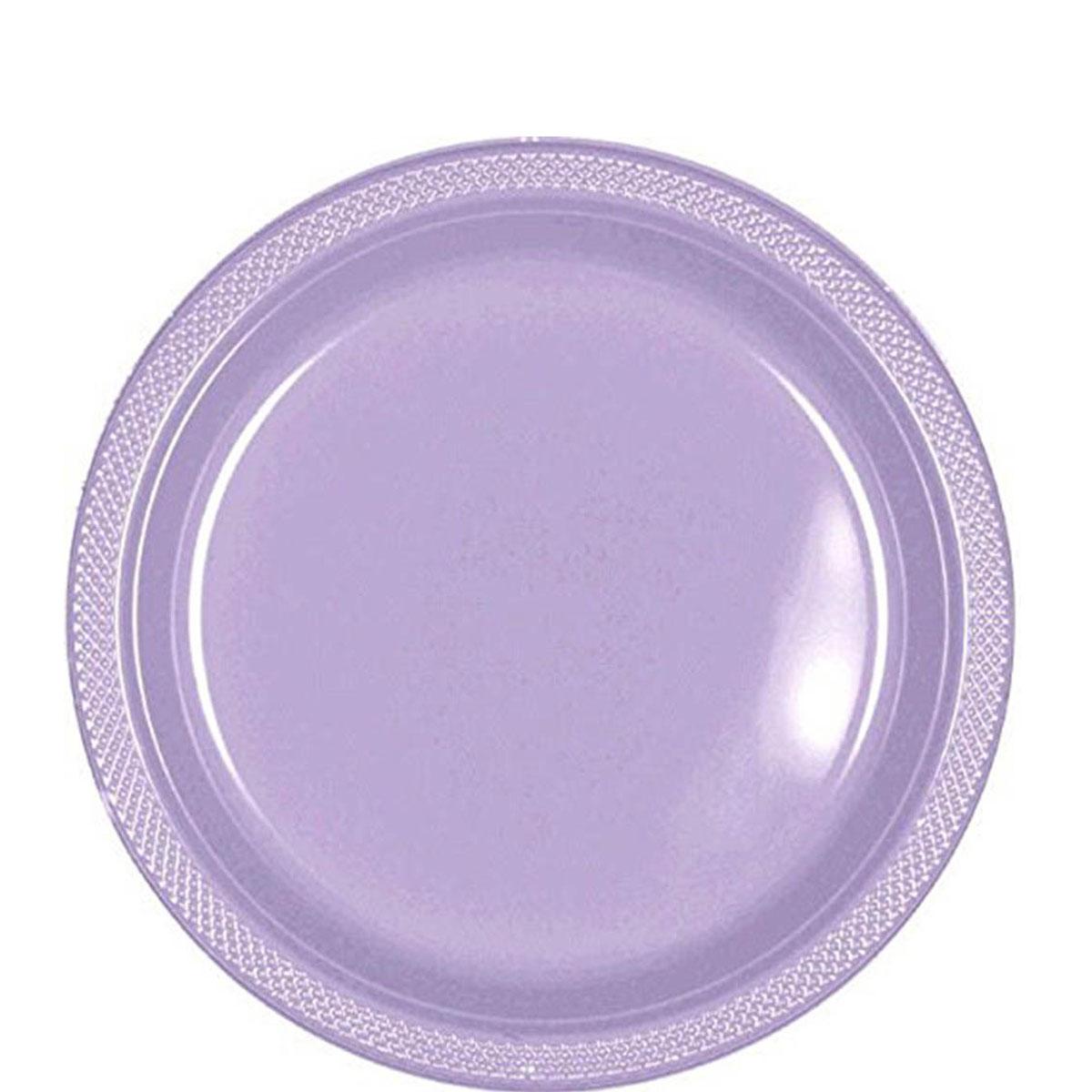 Lavender Plastic Plates 9in, 20pcs Solid Tableware - Party Centre