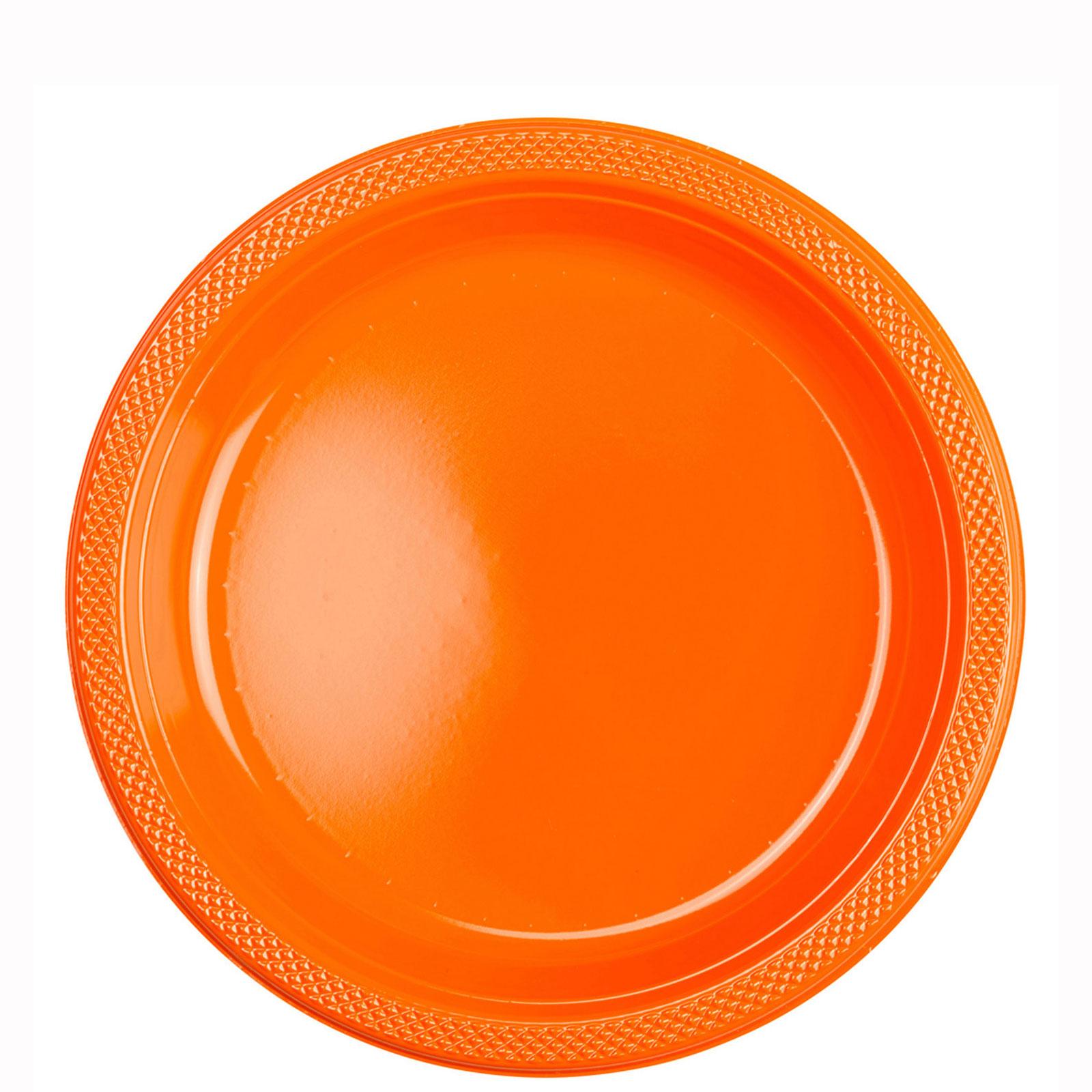 Orange Peel Plastic Plates 9in, 20pcs Solid Tableware - Party Centre