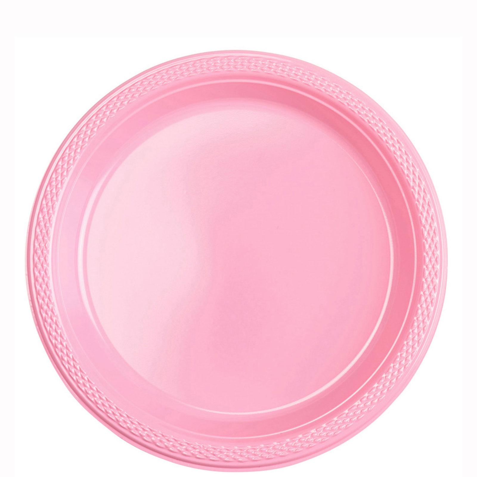 New Pink Plastic Plates 9in, 20pcs Solid Tableware - Party Centre