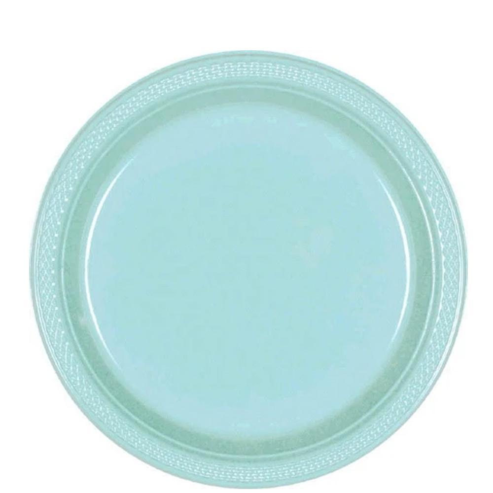 Robin's Egg Blue Plastic Plates 9in, 20pcs Printed Tableware - Party Centre