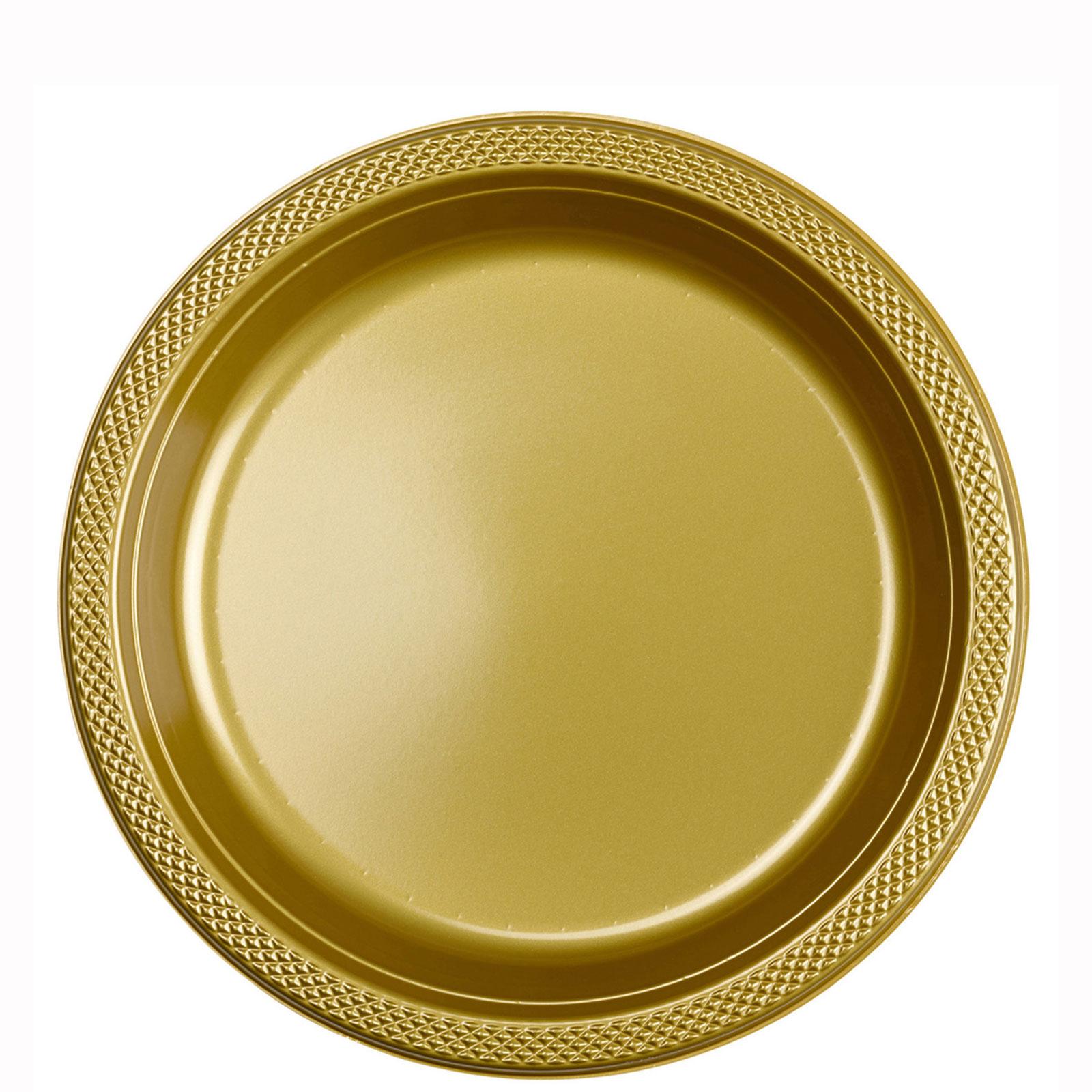 Gold Sparkle Plastic Plates 9in, 20pcs Solid Tableware - Party Centre