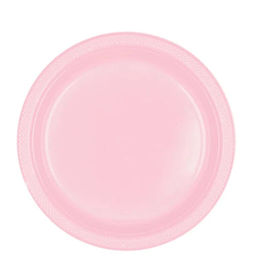 Blush Pink Plastic Plates 9in, 20pcs Printed Tableware - Party Centre