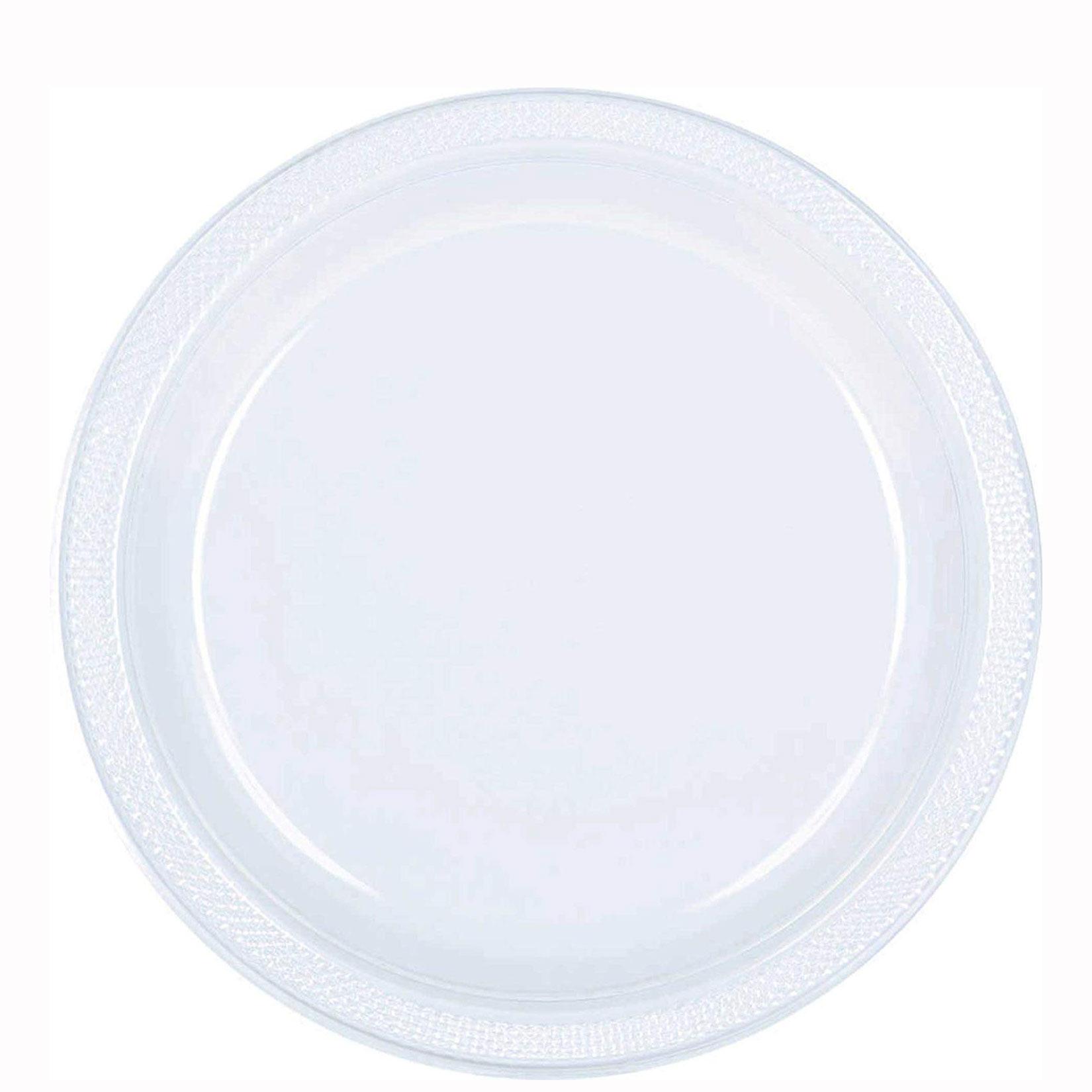 Clear Plastic Round Party Plates 9in 20pcs Solid Tableware - Party Centre