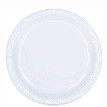 Clear Plastic Round Party Plates 9in 20pcs Solid Tableware - Party Centre