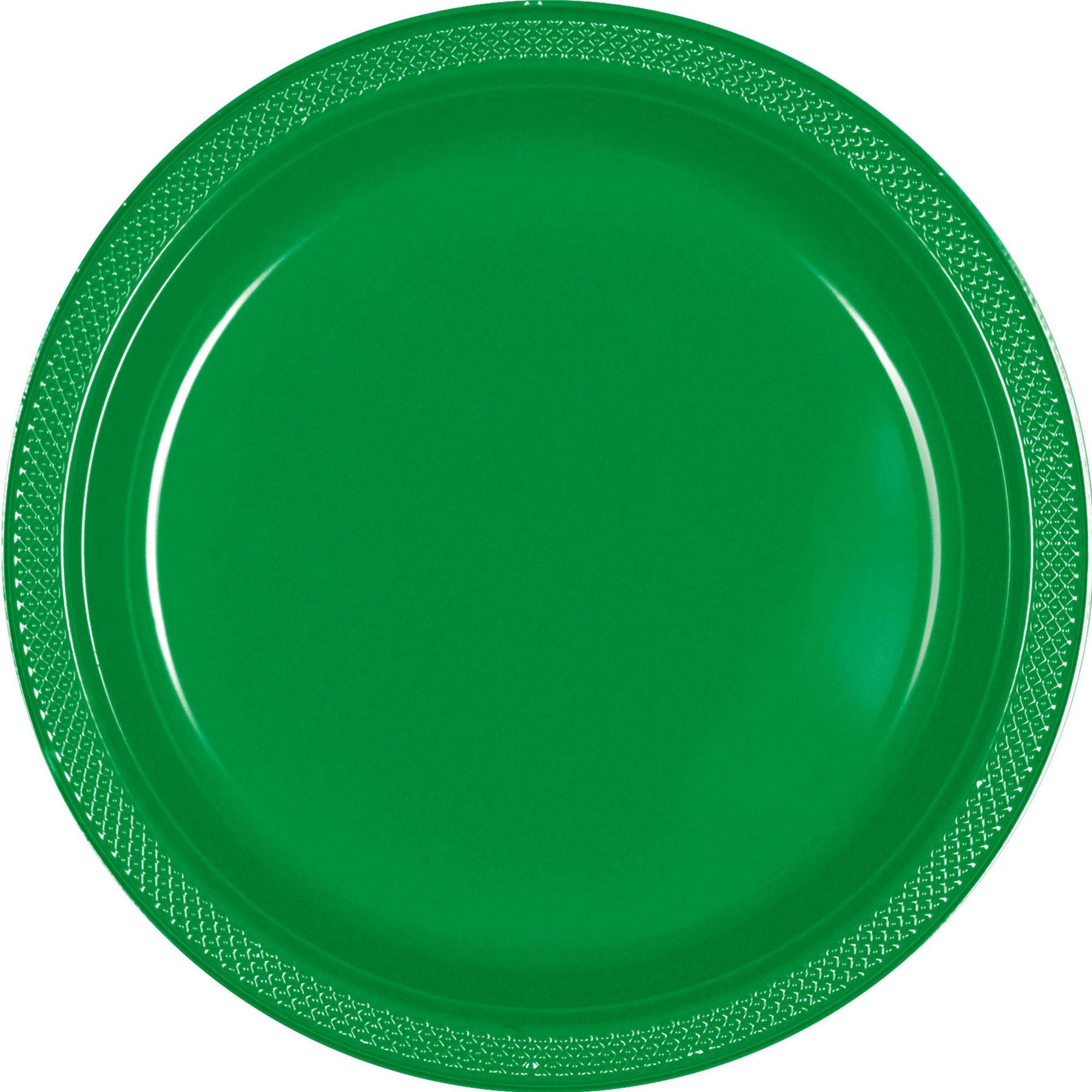 Festive Green Plates 10.25in, 20pcs Solid Tableware - Party Centre