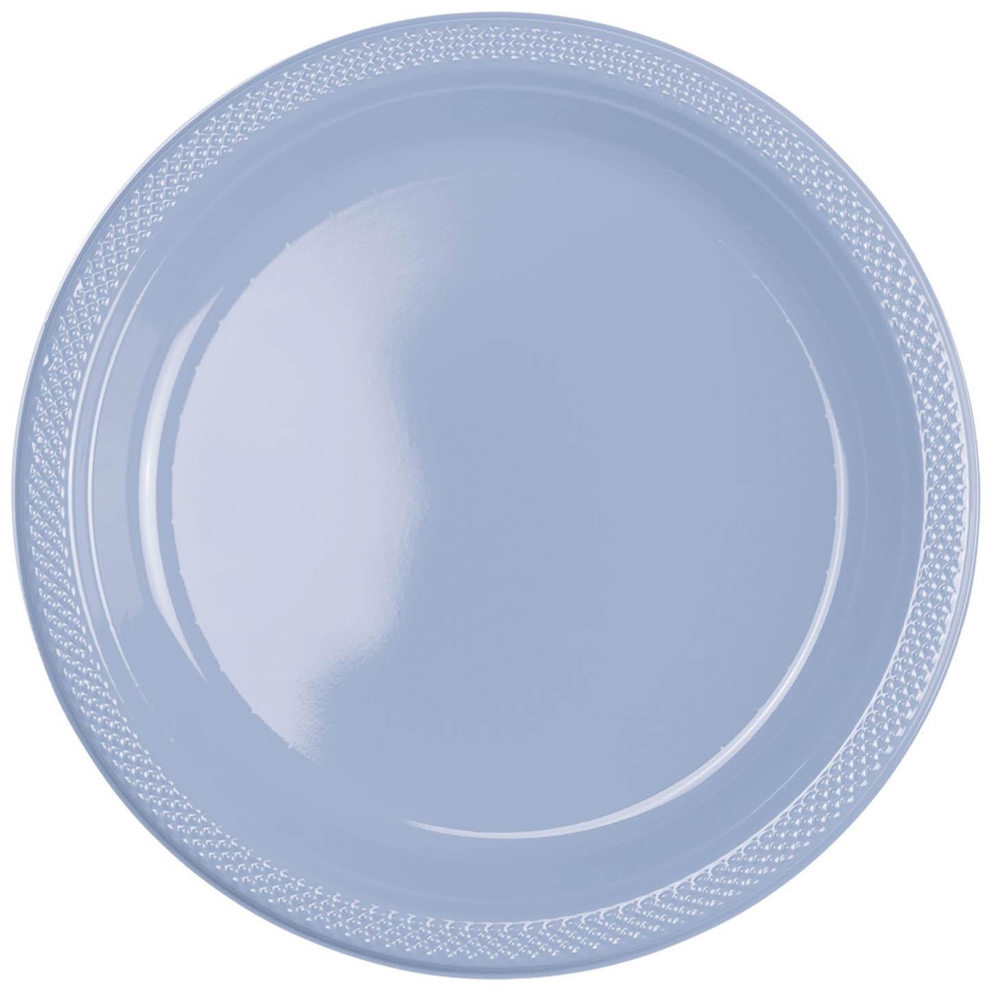 Pastel Blue Plastic Plates 10.25in, 20pcs Solid Tableware - Party Centre