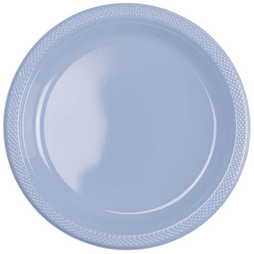 Pastel Blue Plastic Plates 10.25in, 20pcs Solid Tableware - Party Centre