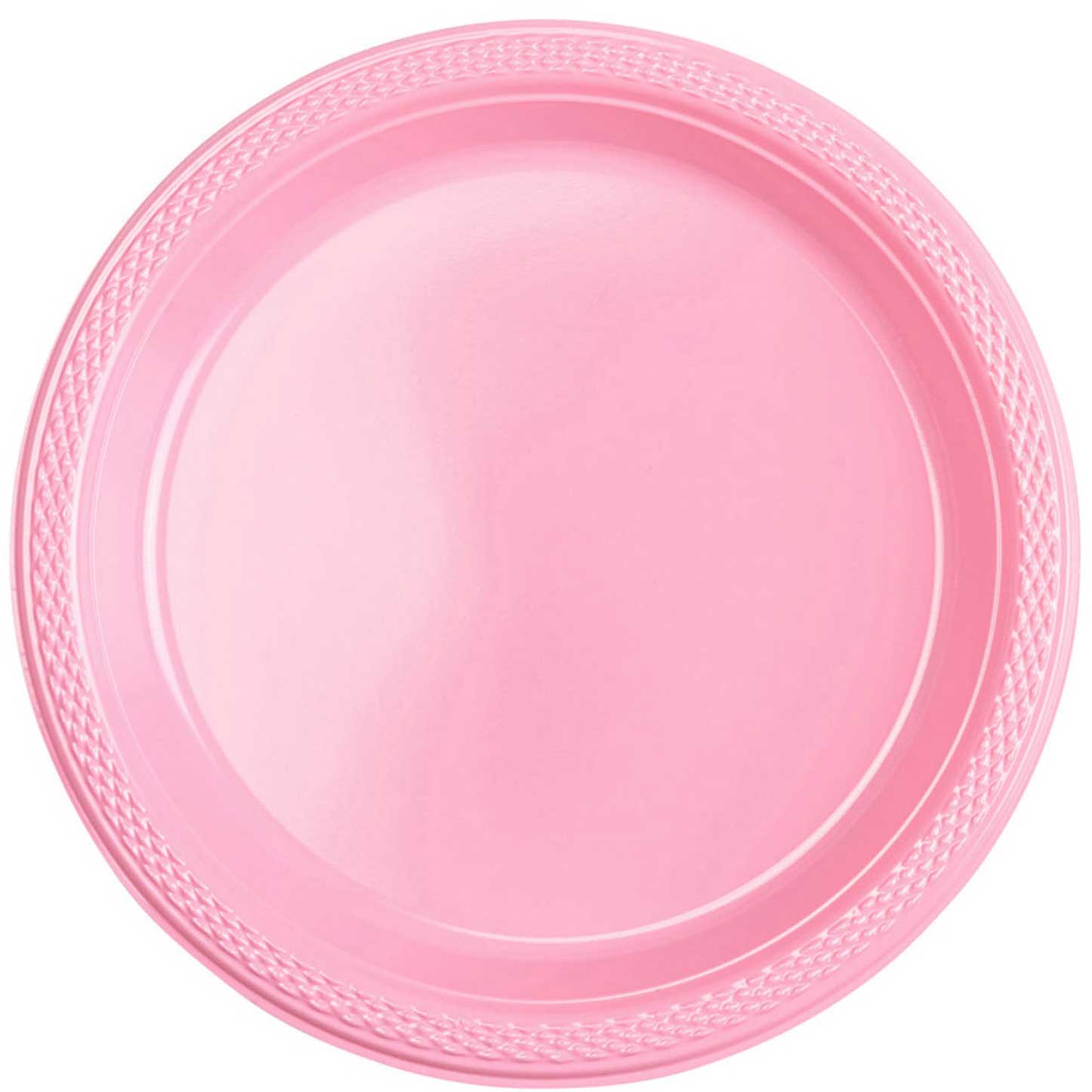 New Pink Plastic Plates 10in, 20pcs Solid Tableware - Party Centre