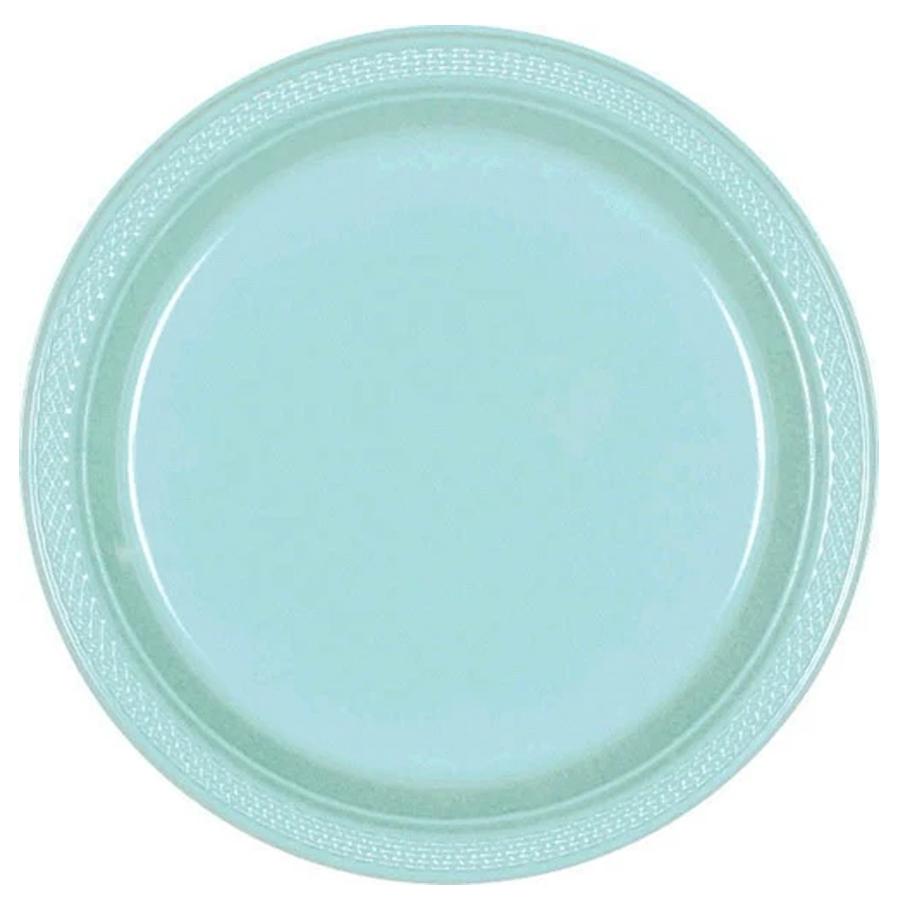 Robin's Egg Blue Plastic Plates 10.25in, 20pcs Printed Tableware - Party Centre