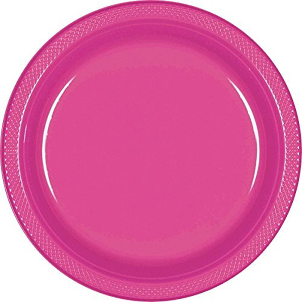 Magenta Plastic Plates 10.25in, 20pcs Solid Tableware - Party Centre