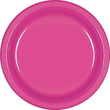 Magenta Plastic Plates 10.25in, 20pcs Solid Tableware - Party Centre