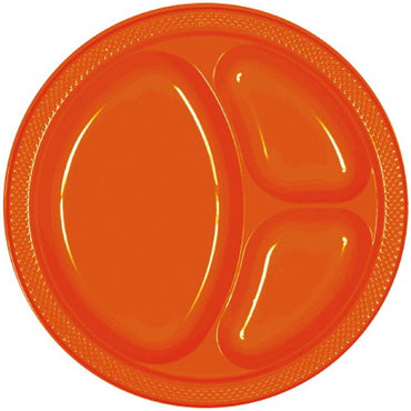 Orange Peel Divided Plastic Plates 10.25in, 20pcs Solid Tableware - Party Centre