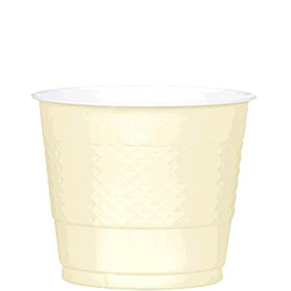 Vanilla Creme Plastic Cups 9oz, 20pcs Solid Tableware - Party Centre
