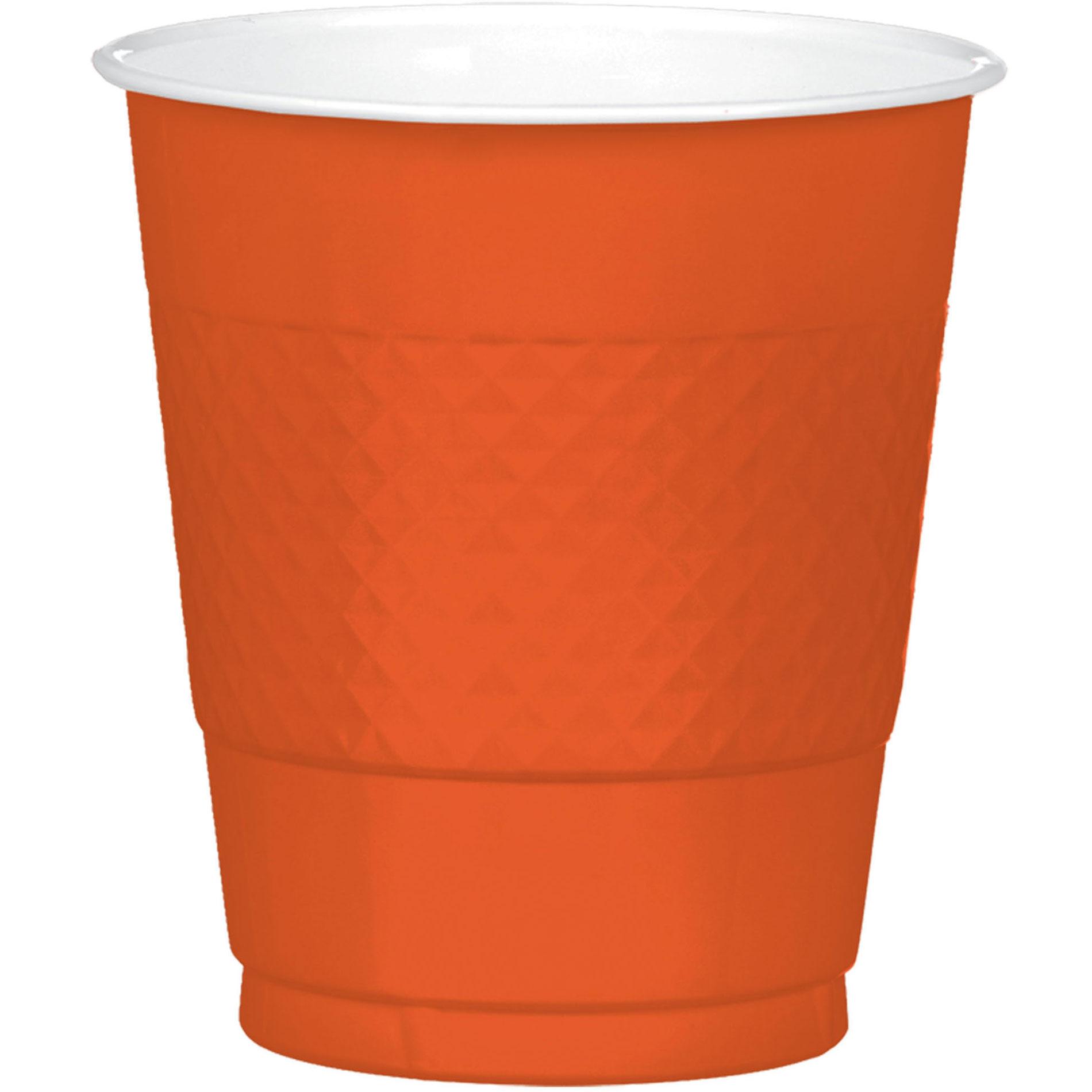 Orange Plastic Cup 12oz, 20pcs Solid Tableware - Party Centre