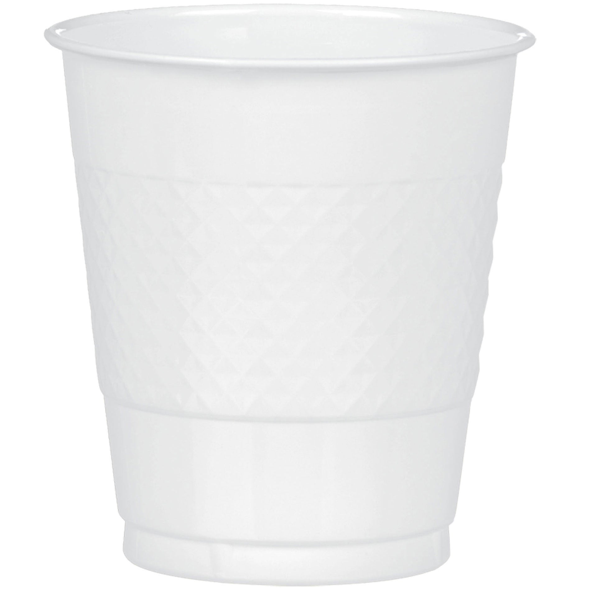 White Plastic Plastic Cups 12oz, 20pcs Solid Tableware - Party Centre