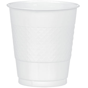 White Plastic Plastic Cups 12oz, 20pcs Solid Tableware - Party Centre