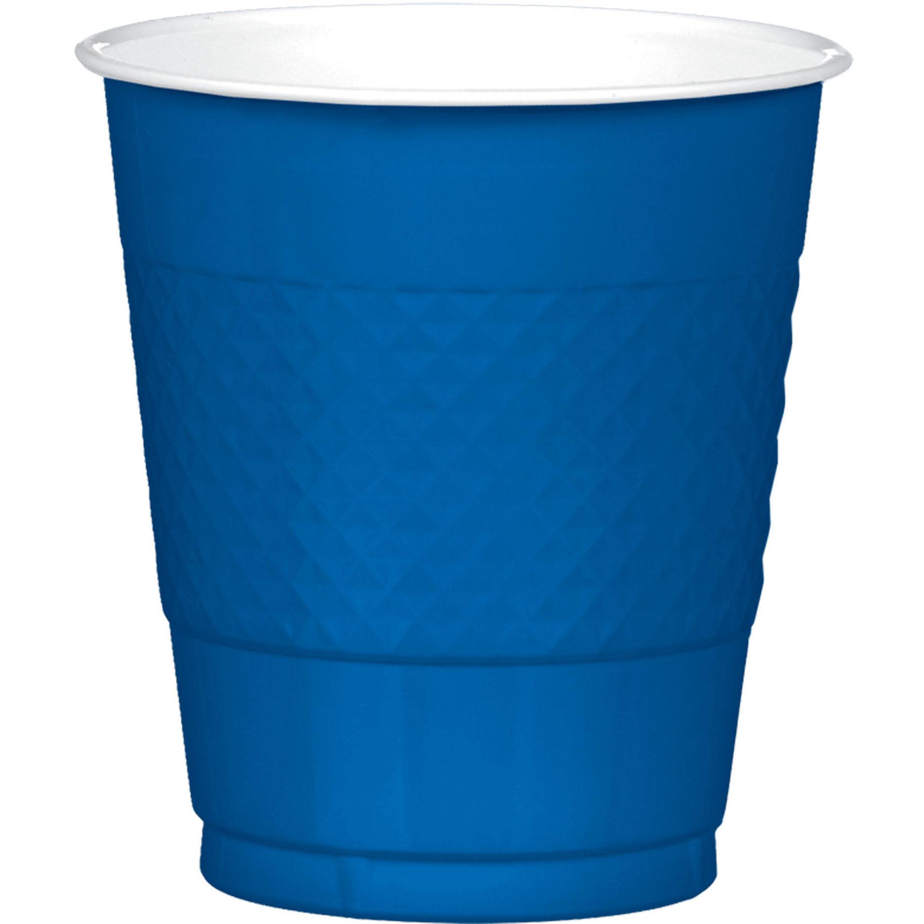 Bright Royal Blue Plastic Cups 12oz, 20pcs Solid Tableware - Party Centre