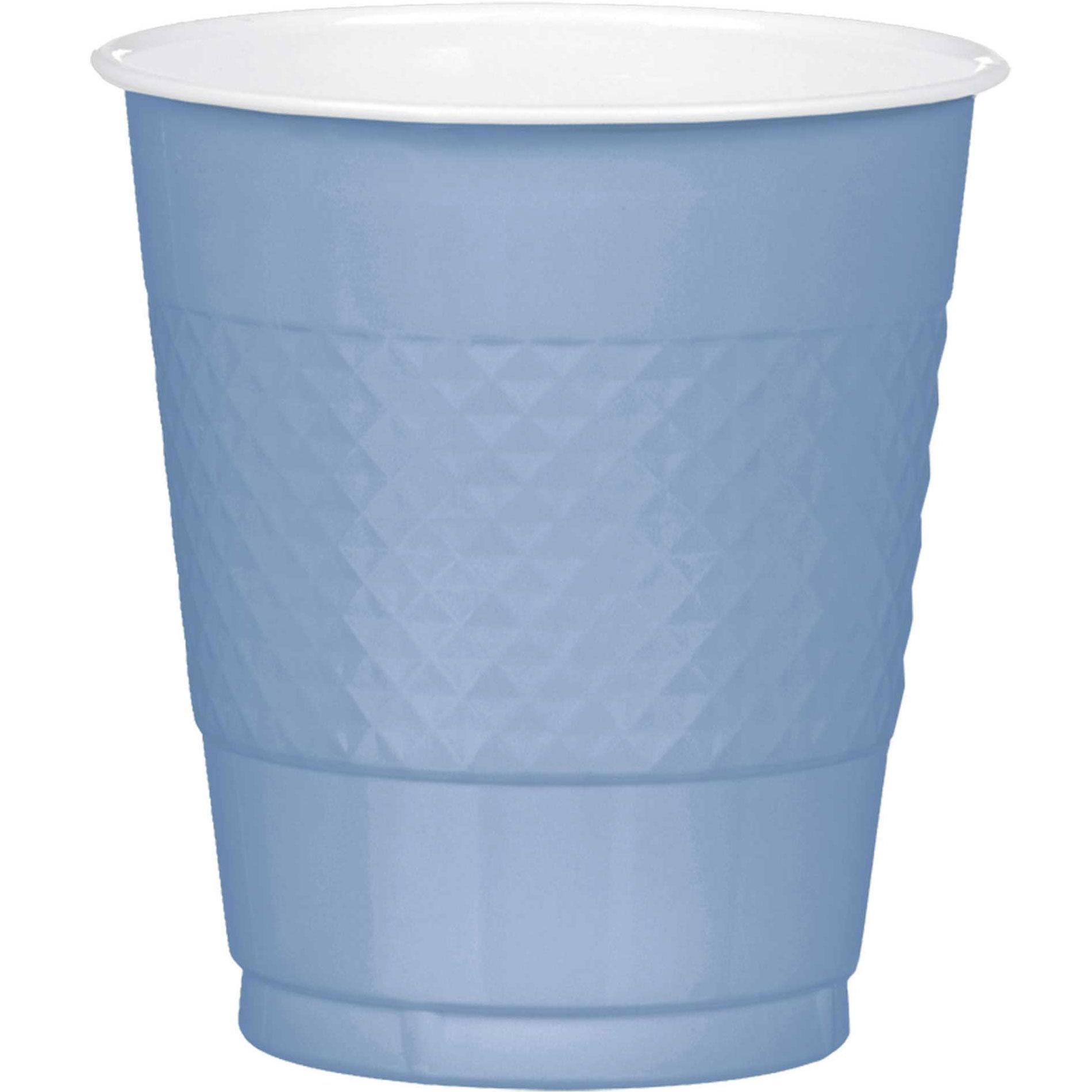 Pastel Blue Plastic Cups 12oz, 20pcs Solid Tableware - Party Centre