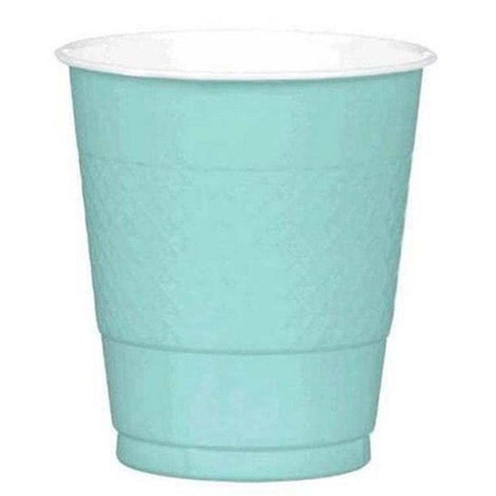 Robins Egg Blue Plastic Cups 12oz, 20pcs Printed Tableware - Party Centre