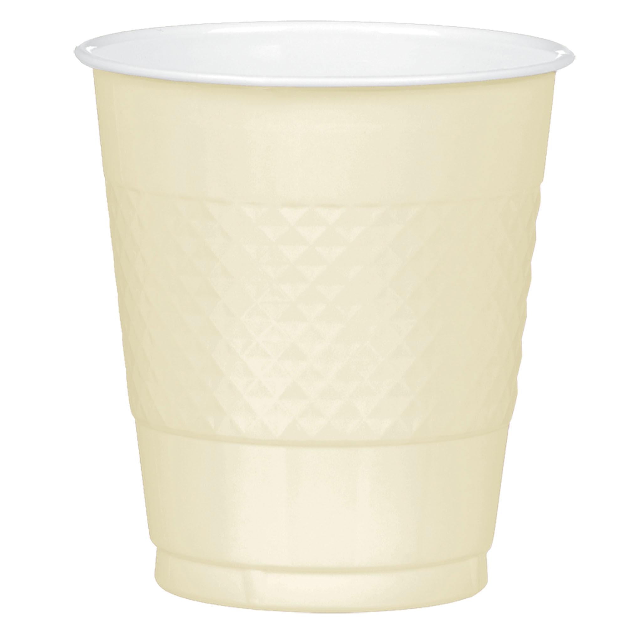 Vanilla Creme Plastic Cups 12oz, 20pcs Solid Tableware - Party Centre