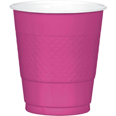 Magenta Plastic Cups 12oz, 20pcs Solid Tableware - Party Centre